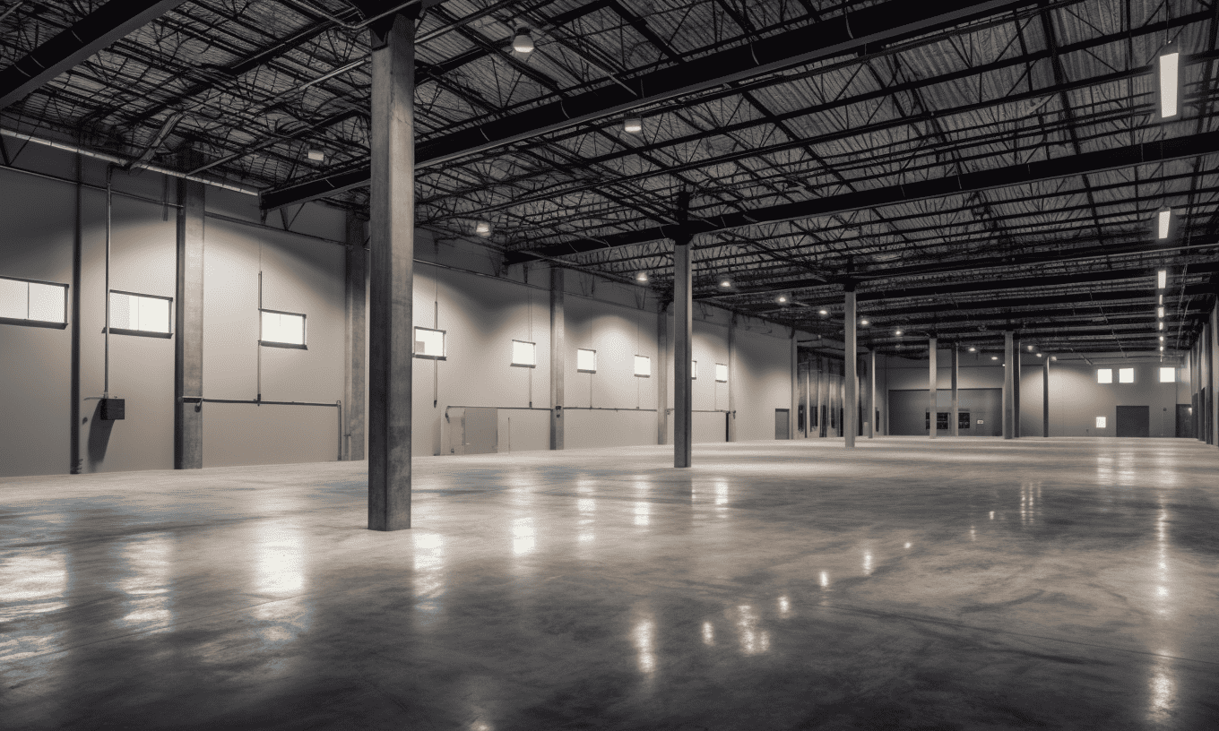 "Exposed brick wall, high ceilings, and metal accents showcasing the industrial chic aesthetic of a modern warehouse interior."