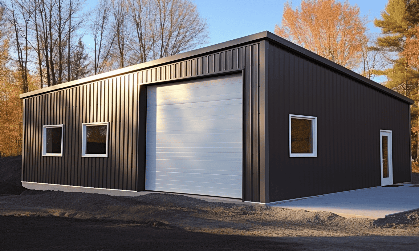 "Photograph display of various prefab garage designs available in Alberta Prairie"