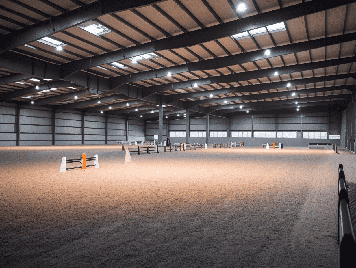 Modern indoor equestrian centre, LPD Kirkwall, with spacious riding arena and contemporary facilities.