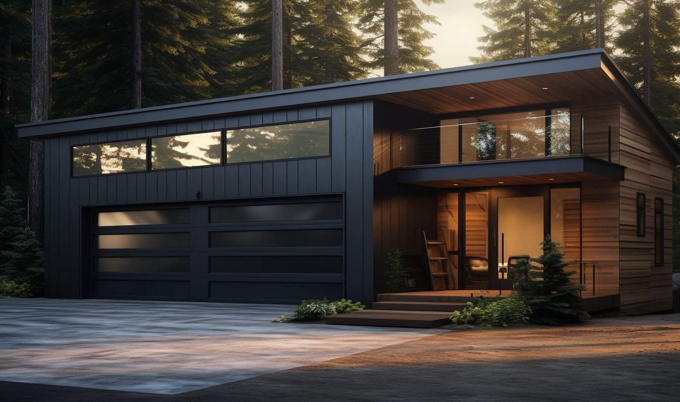 Contemporary garage design with a variety of metal siding styles