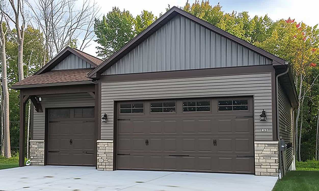 "Newly built residential homes by Mastercraft Garages showcasing modern architecture and design"