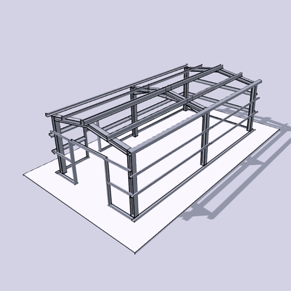 20x40 Steel Building Kit with 5 Components ready for assembly
