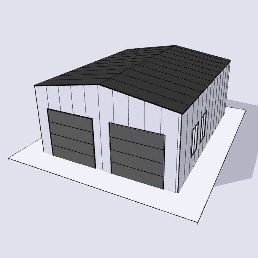 24x30 steel building kit showcasing six individual parts for construction