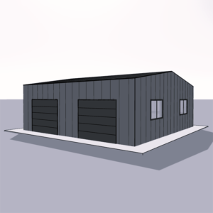 Large 40x40 Steel Building Kit with 3 Components Displayed