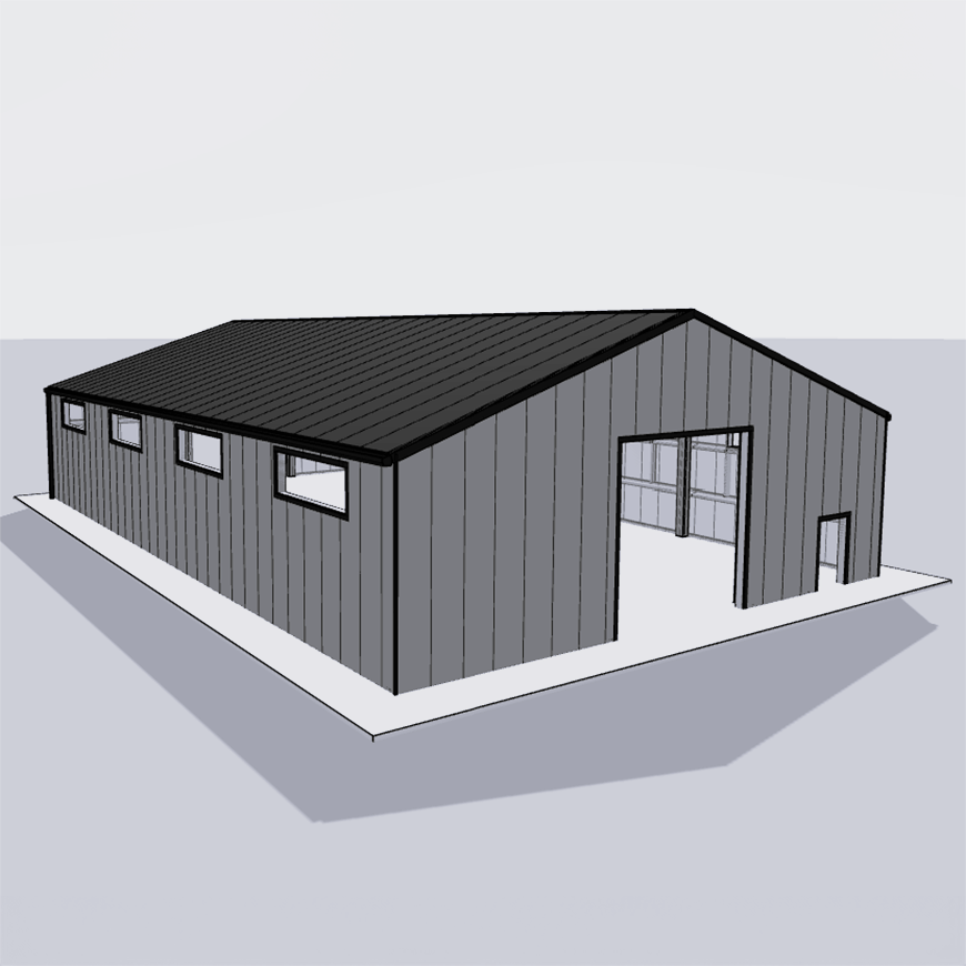 50x80 large steel building kit for constructing durable and low-maintenance metal structures.