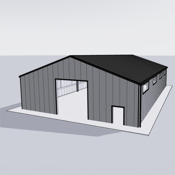 Durable 50x80 steel building kit with three units ready for assembly
