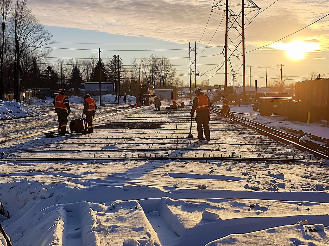 Construction workers operating machinery and working on a building project in British Columbia