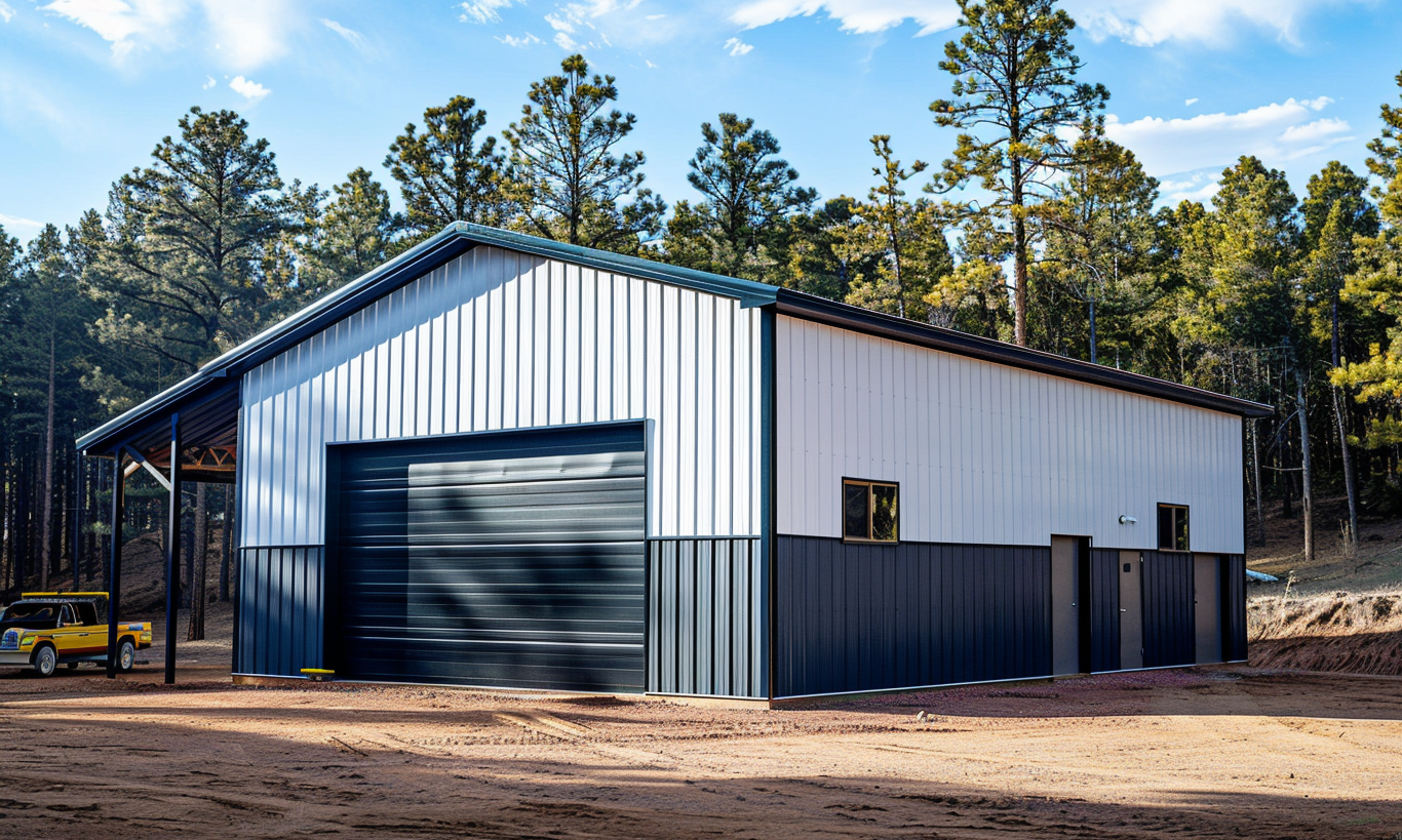 Modular home featuring a durable steel frame terrace with contemporary design.